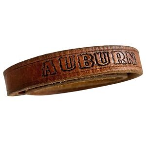 Auburn Tigers Embossed Leather‎ Belt Vintage Brown AU Logo SEC NCAA Size 32 VTG